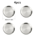 4pcs stainless steel silver plates, Korean style grilled meat plates, household circular trays, bone plates, cake plates