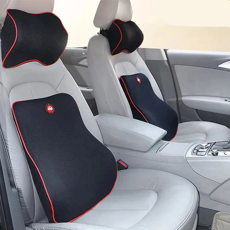 Memory Foam Car Neck and Back Pillow, Headrest and Lumbar Support Cushion Set