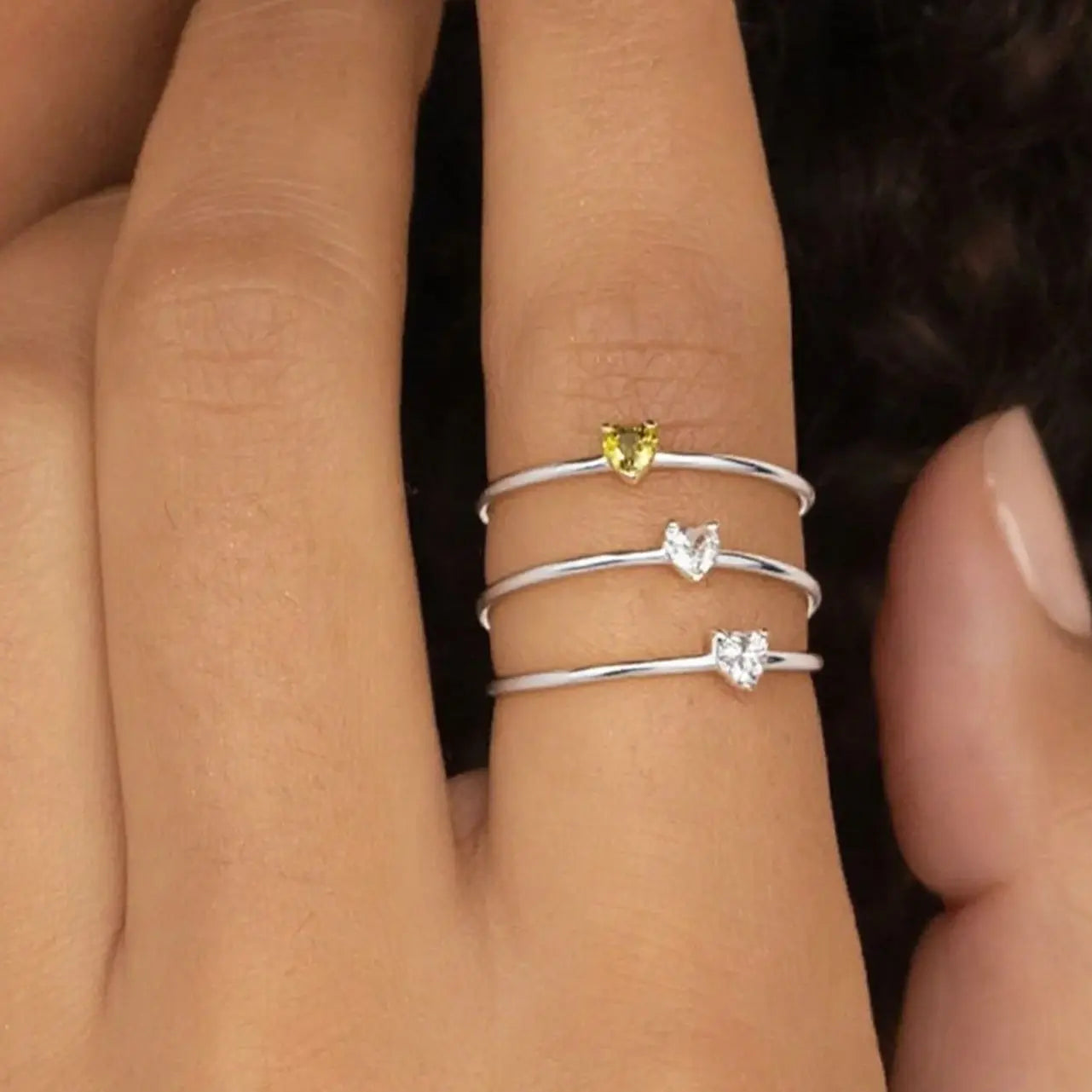Fashion Zircon Heart Birthstone Rings For Women Stainless Steel Gold Color Birthstone Ring  Aesthetic Wedding Jewelry Gift