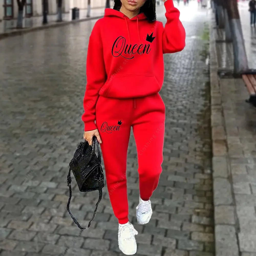 Women’s Queen Graphic 2-Piece Hoodie and Jogger Tracksuit Set - Image 6