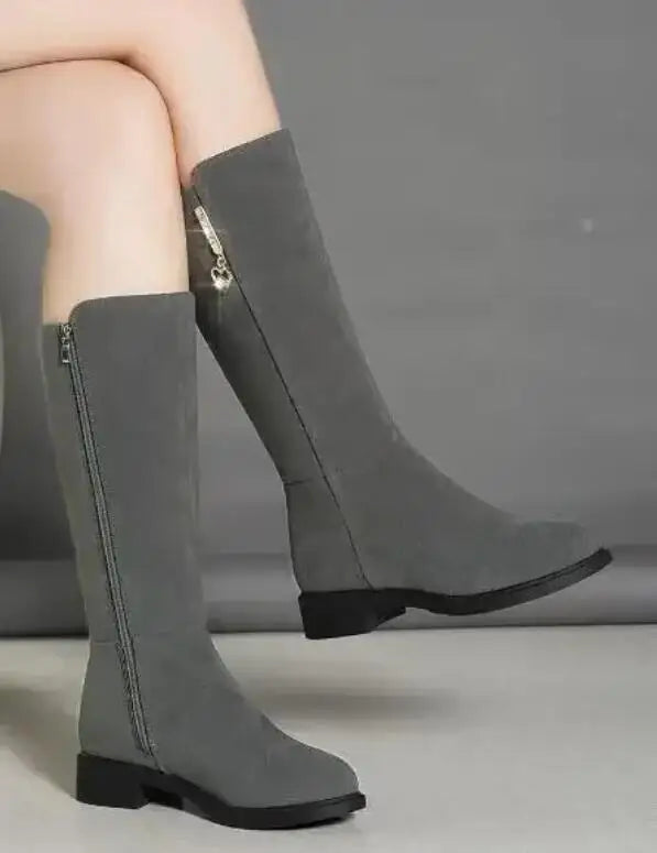Women's Black Mid-Calf Winter Boots with Heart Zipper Detail - Image 22
