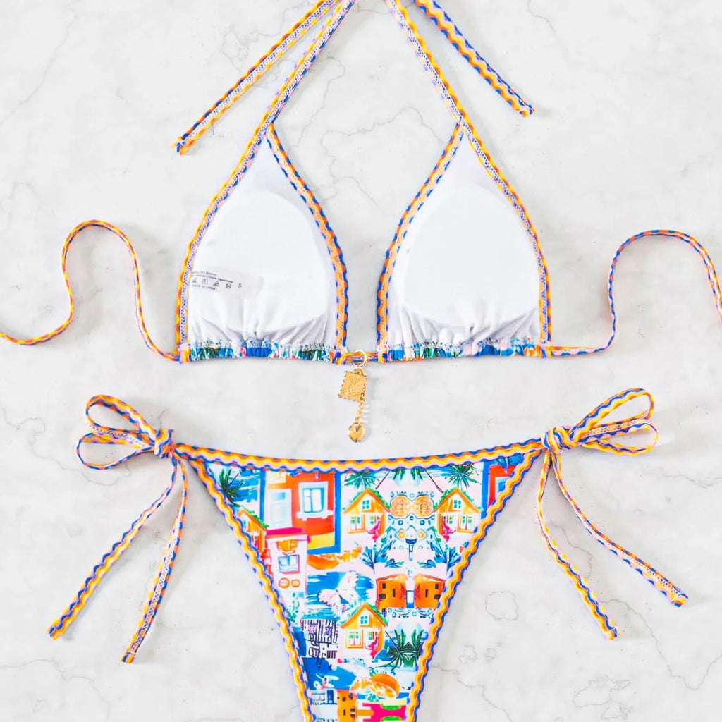 2026 Floral Push Up Triangle Bikini  Brazilian Set