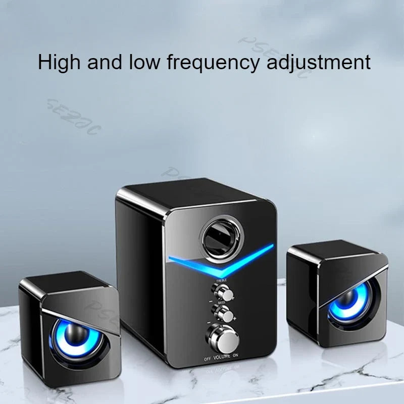 USB Desktop Speakers with Built-In Microphone – Wired Stereo Computer Speakers