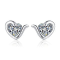 NeeTim Moissanite Heart Stud Earrings for Women 925 Sterling Silver with White Champagne Gold Plated Wedding Earring Certified