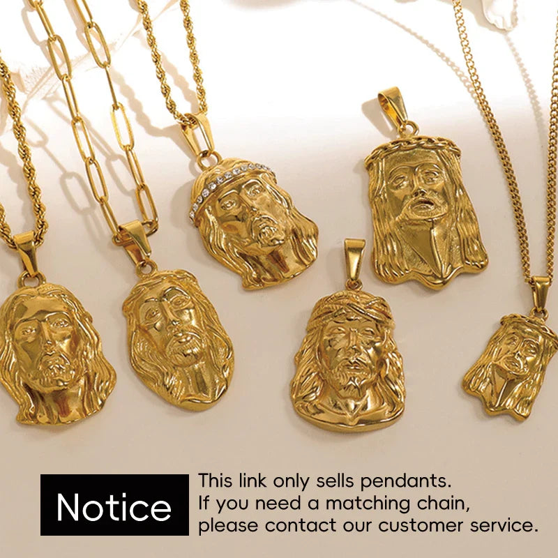 Hot Style Hip Hop 18K Gold Plated Stainless Steel Jesus Pendant for Women Men, Perfect for Daily Outfits & Concert Styles