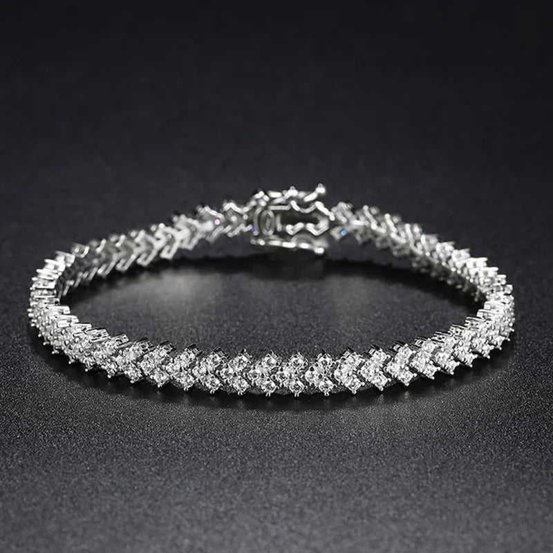 NeeTim Moissanite Tennis Bracelet 925 Sterling Silver Lab Diamond Bracelets with White Gold Plated  Fine Jewelry For Women