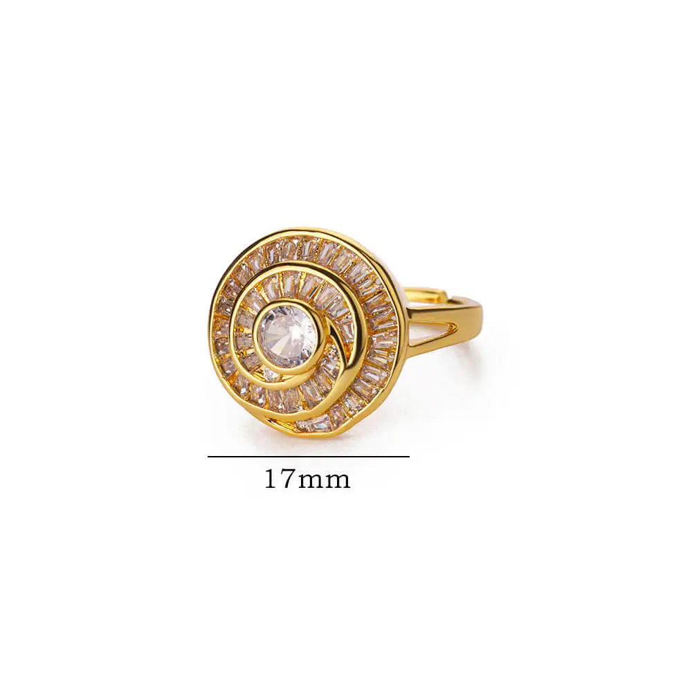 Zirconia Flower Rings for Women Opening Stainless Steel Gold Color Ring Wedding Couple Band Waterproof Jewelry