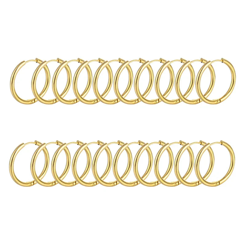 10/20Pcs Minimalist 316L Stainless Steel Small Hoop Earrings For Women Man Classic Round Earrings Fashion Ear Piercing Jewelry