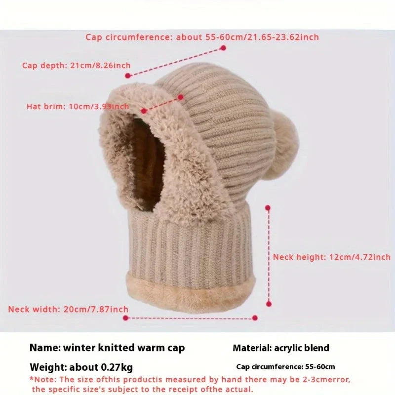 Women's Winter Lined Knit Hat with Detachable Hooded Neck Gaiter - Image 2