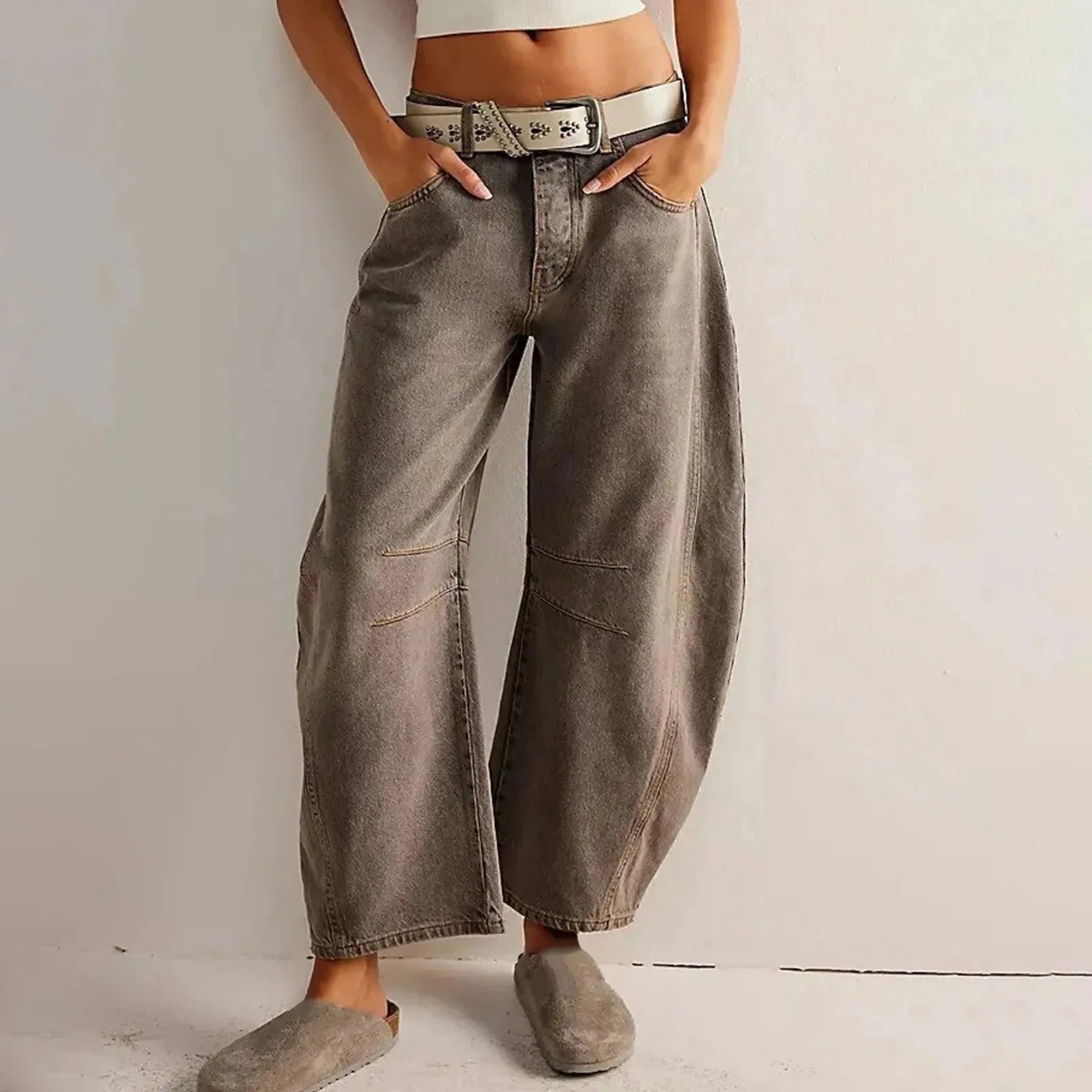 Women's Y2K Baggy Mid-Waist Wide-Leg Barrel Jeans Streetwear - Image 3