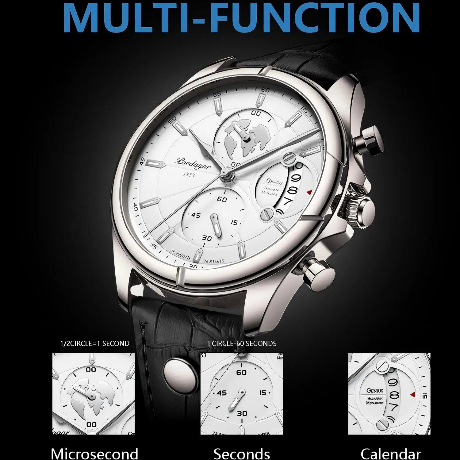 POEDAGAR Luxury Man Wristwatch Chronograph Date Waterproof Leather Men Watch Casual Quartz Men's Watches Sports Male Clock Reloj