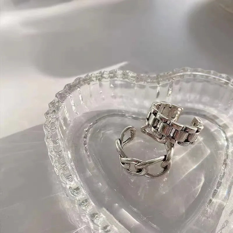 925 Sterling Silver Finger Rings New Fashion Creative Cross Hollow Chain Geometric Party Jewelry Gifts