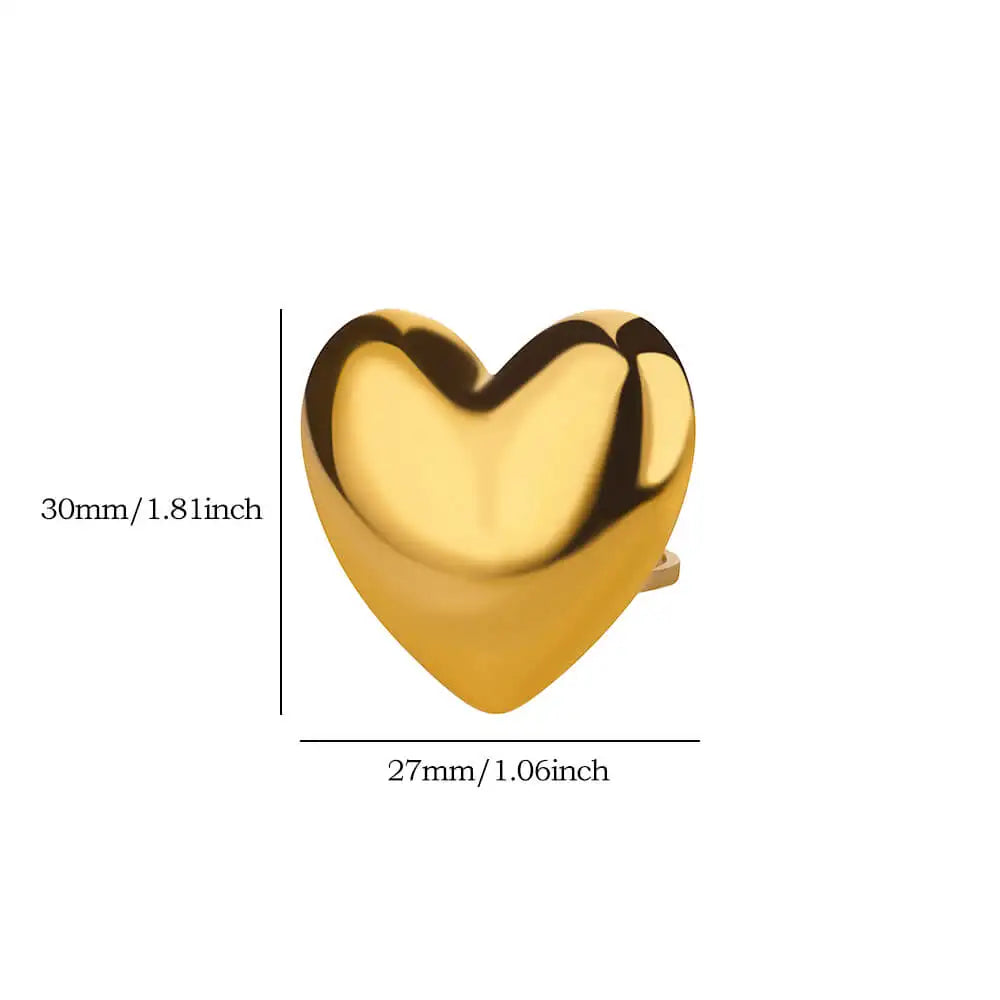 Big Heart Rings for Women Classic Stainless Steel Gold Color Finger Ring Trend Band Couple Wedding Jewelry Accessories anillos