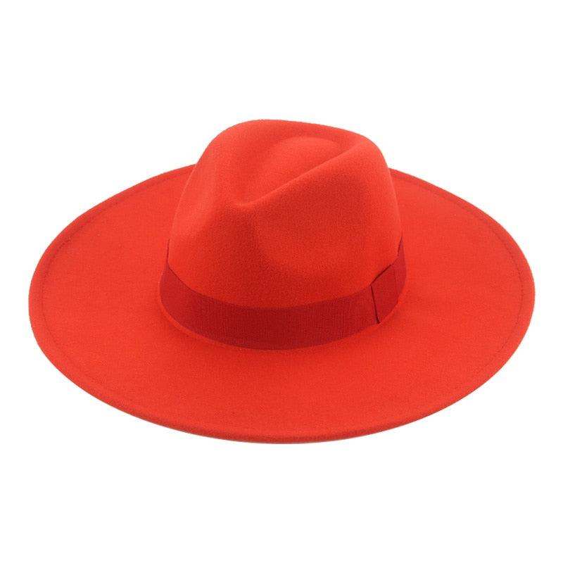 Elegant Wide Brim Fedora Hat Retro Style Dress Cap for Women
