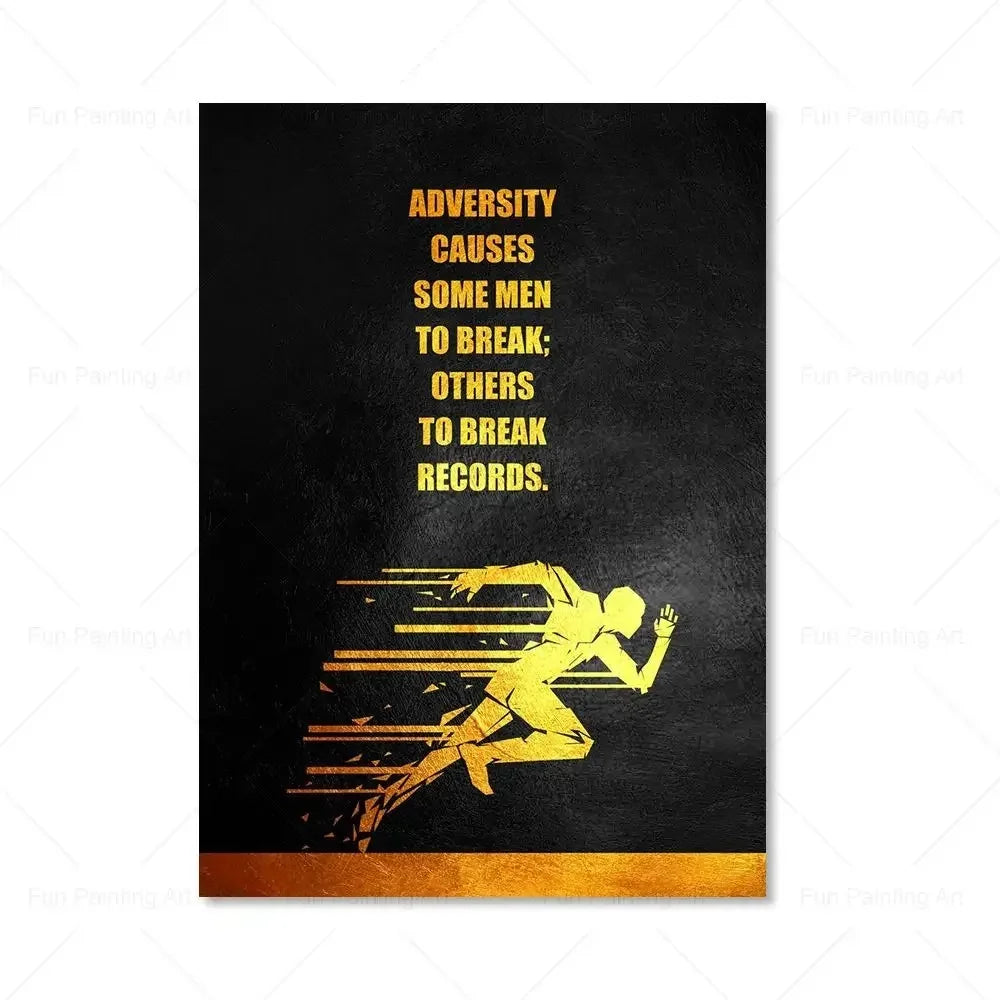 Motivational Quote Art Posters for Wall Black Golden Letters Inspiring Canvas Painting Wall Art Picture Office Living Room Decor
