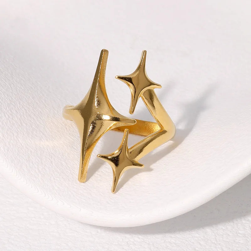New European American Stainless Steel Ring Niche Teenage Design Featuring Star Like Minimalist Cool Personalized Temperament