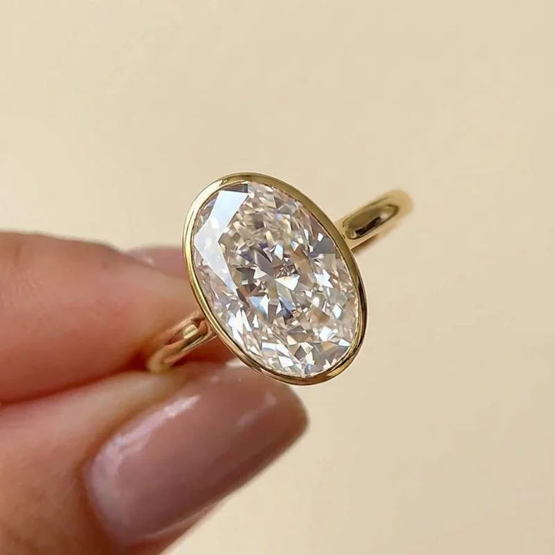925 Sterling Silver Zircon Fashionable Simple Oval Rings For Women Engagement Wedding Luxury High Quality Jewelry Hot Sales