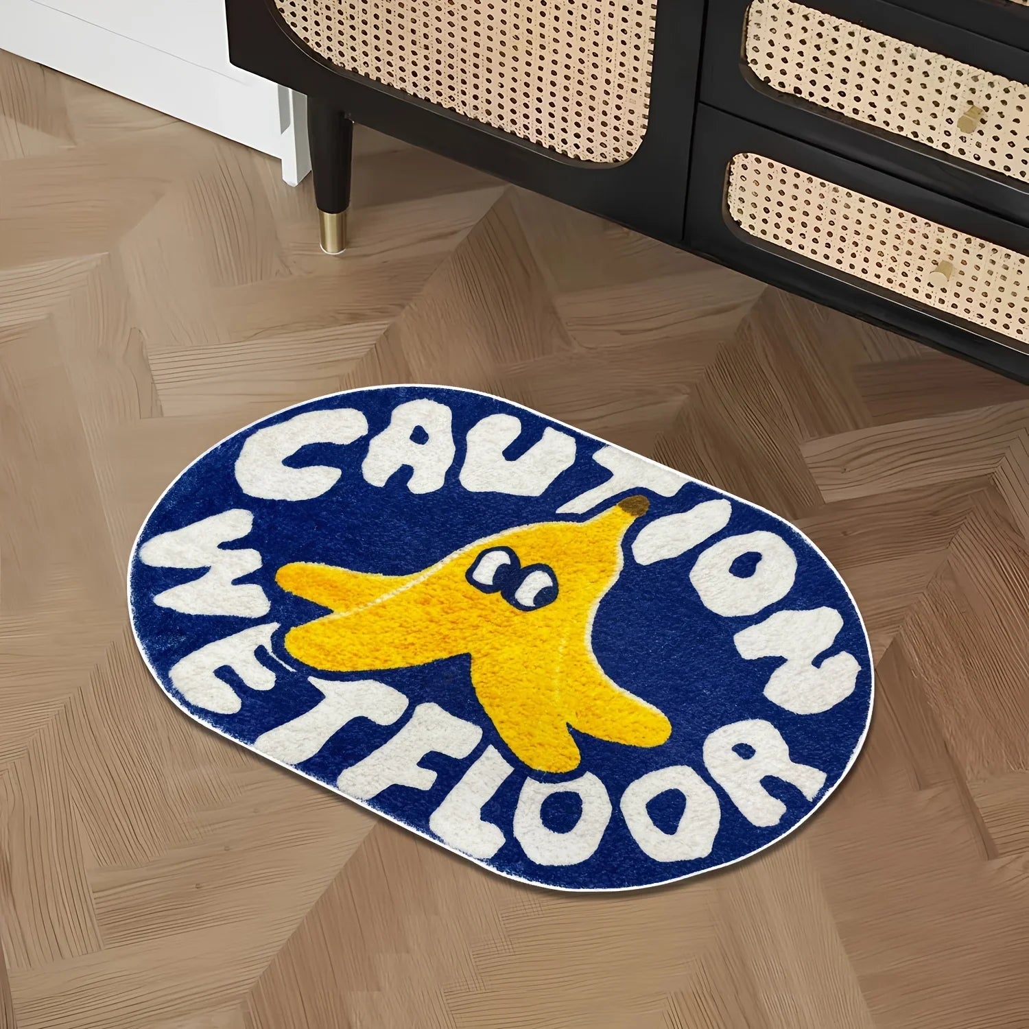 VIKAMA Cute Blue Bathroom Absorbent Mats Caution Wet Floor Doormats Rug For Bedroom Living Room Carpet Decorative Carpet