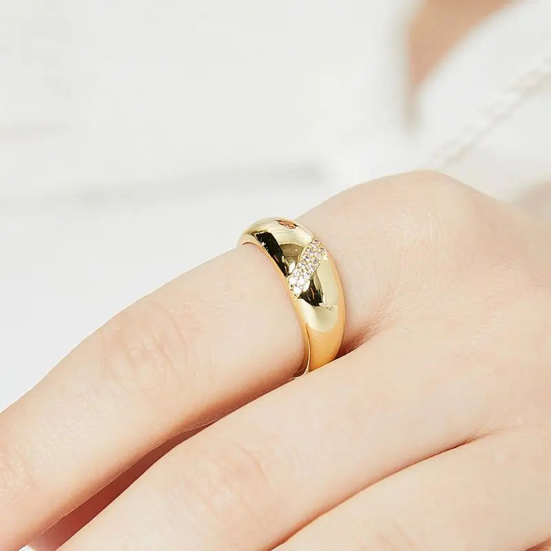 Hot Selling 925 Sterling Silve Gold Colour Ring Fashion Women's Classic Simple Couple's Wedding Ring Engagement Party Jewelry