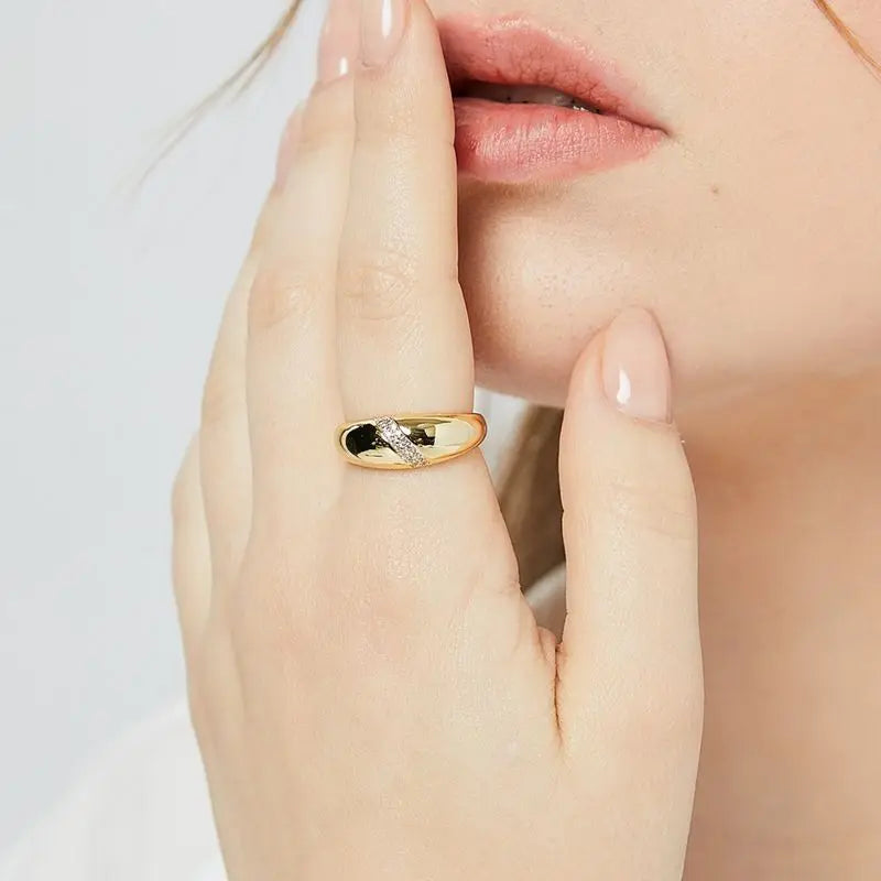 Hot Selling 925 Sterling Silve Gold Colour Ring Fashion Women's Classic Simple Couple's Wedding Ring Engagement Party Jewelry