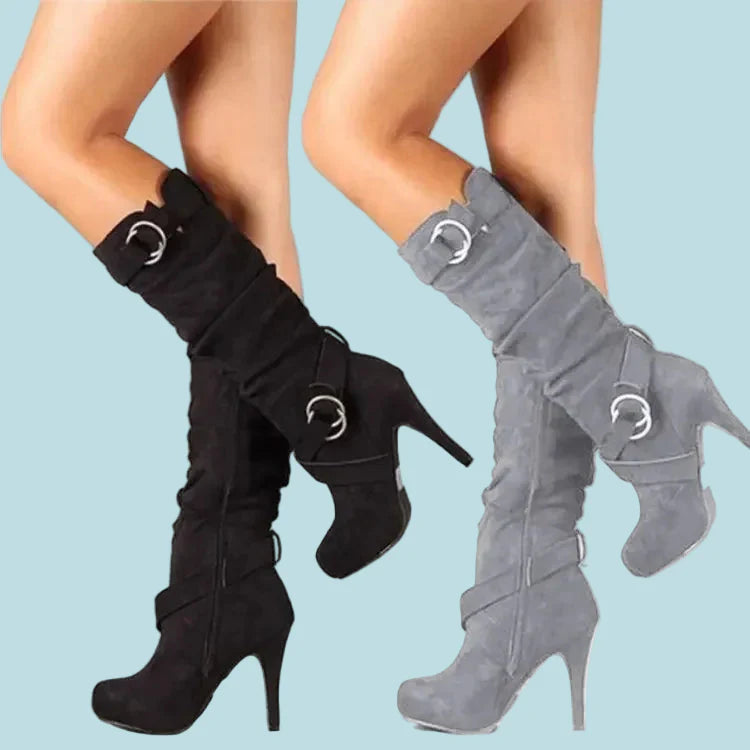 Women's Suede Knee High Platform Boots