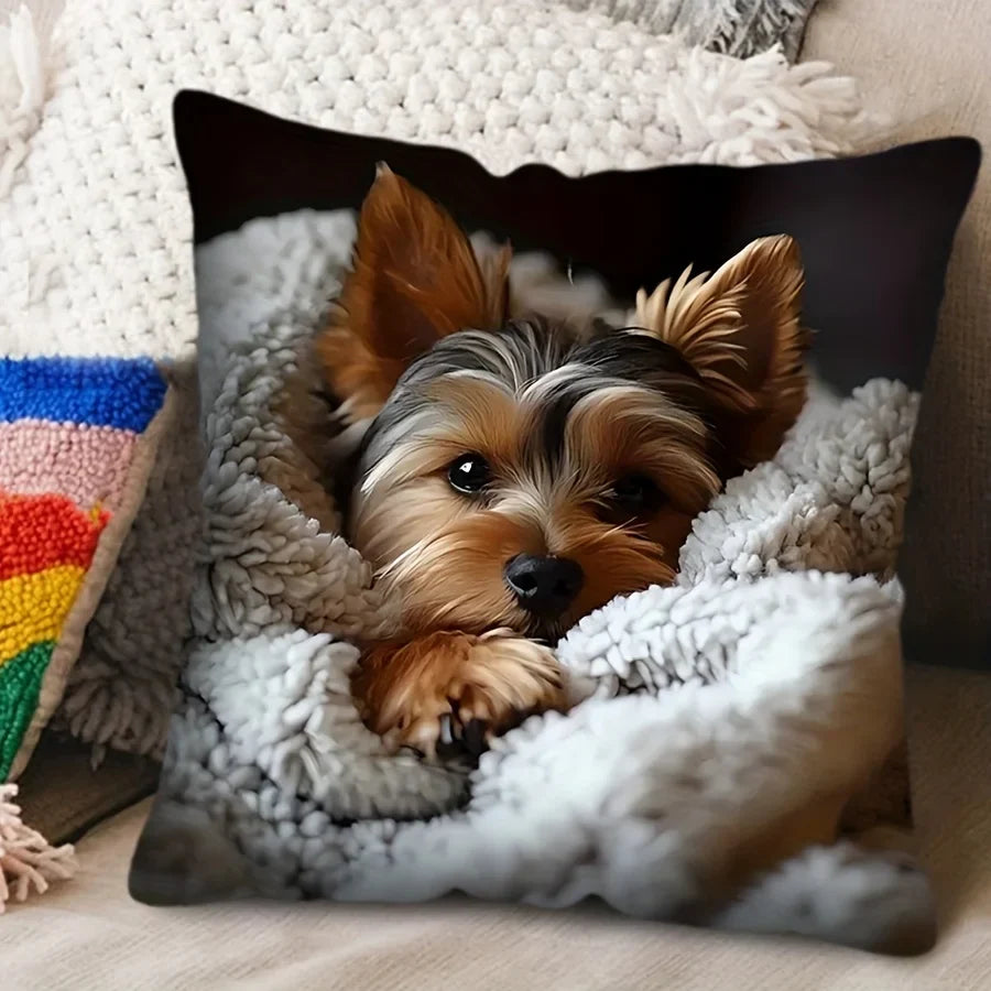 VIKAMA Adorable Puppy Print Decorative Pillowcase, Multi-Size Pillow for Living Room, Office, and Bedroom Home Decor