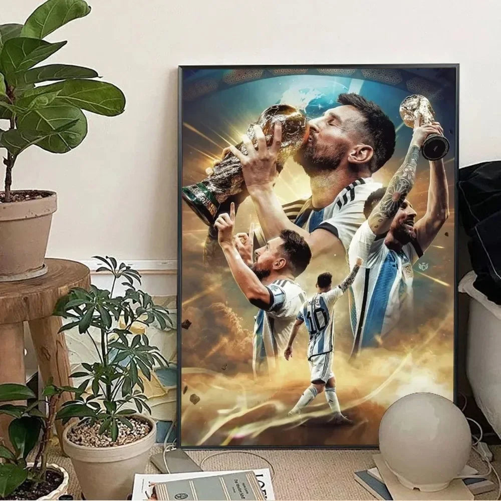 Classic, Sports - Rionel Messi - Football, Wall Art, Canvas Print Poster, Home Living Room Bedroom Decor, Stadium Wall Art