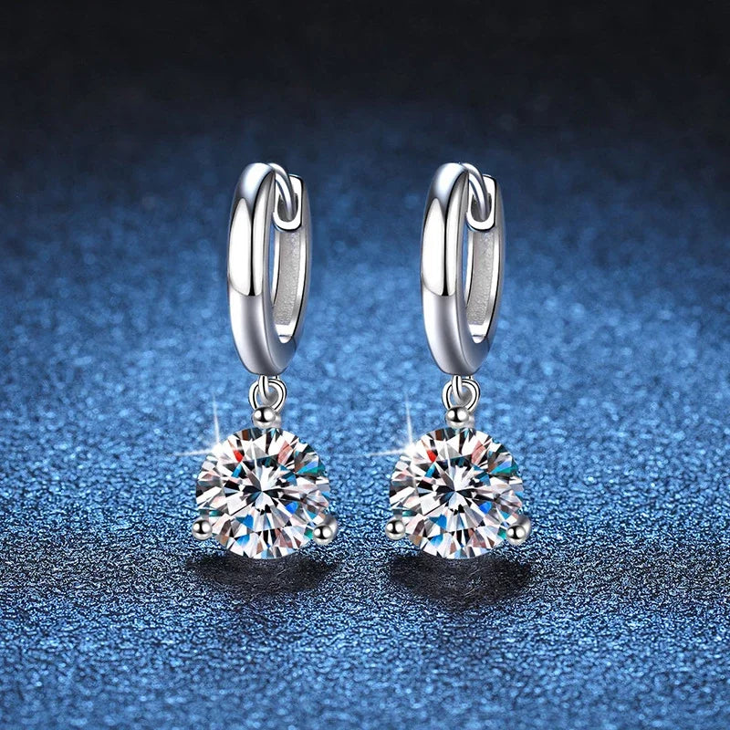 NeeTim 2ct Moissanite Earrings100% S925 Sterling Silver Orginal Drop Earring Wedding Bride Jewelry with Certificate for Women