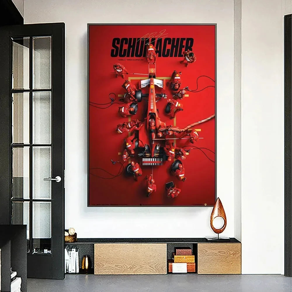 Classic, F1 Michael Schumacher Racing, Wall Art, HD Canvas Print Poster, Home Living Room Bedroom, Club Decoration