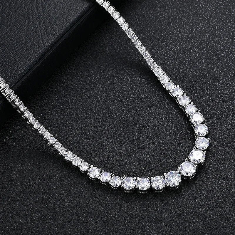 NeeTim Moissanite Tennis Necklace for Women Wedding Jewelry 925 Sterling Silver with Gold Plated Necklaces with Certificate