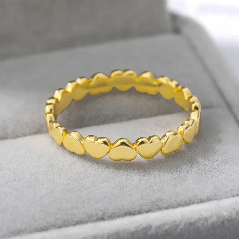 Stainless Steel Heart Rings For Women Gold Color Heart  Engagement Wedding Ring Luxury Wedding Aesthetic Fashion Jewelry Gift