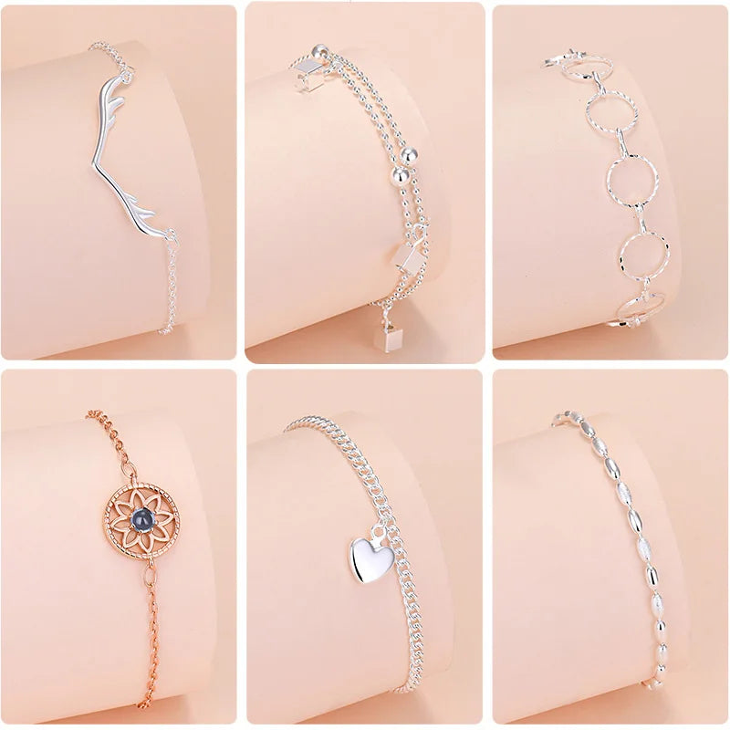 925 Sterling Silver Lucky Bead Charm Bracelets Woman Couple Chain Round Bangles Luxury Jewelry Accessories Wholesale
