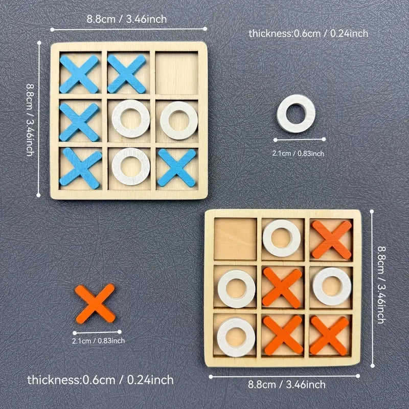 Wooden Tic Tac Toe Game Set for Two Players Interactive Strategy - Image 2