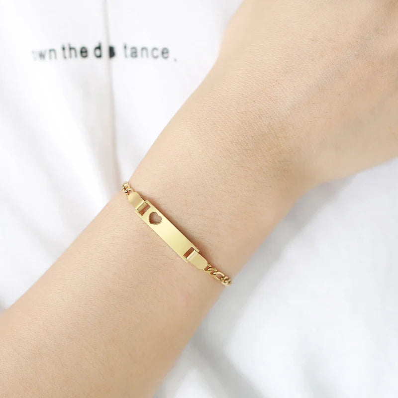 Custom Engrave Name Birth Date Bracelets,Personal Birthday Gift to Little Boy Girls , Stainless Steel Bracelet