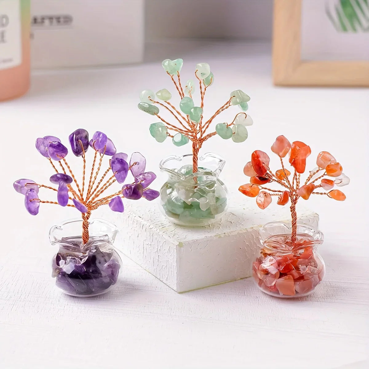 Amethyst Crystal Gravel Tree: Handmade Copper Wire, Healing Stones, Miniature Home Decoration meditation  decoracion