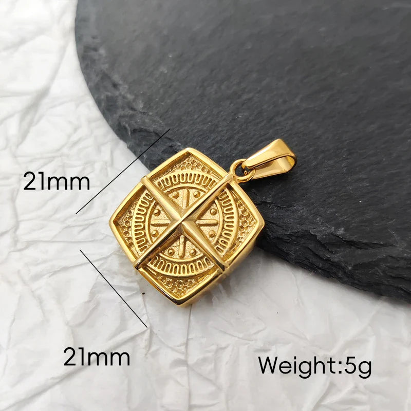 Nautical Compass Pendant Necklace - Waterproof Punk Retro Compass Pendant  | 18K Gold Plated Stainless Steel Jewelry Gift