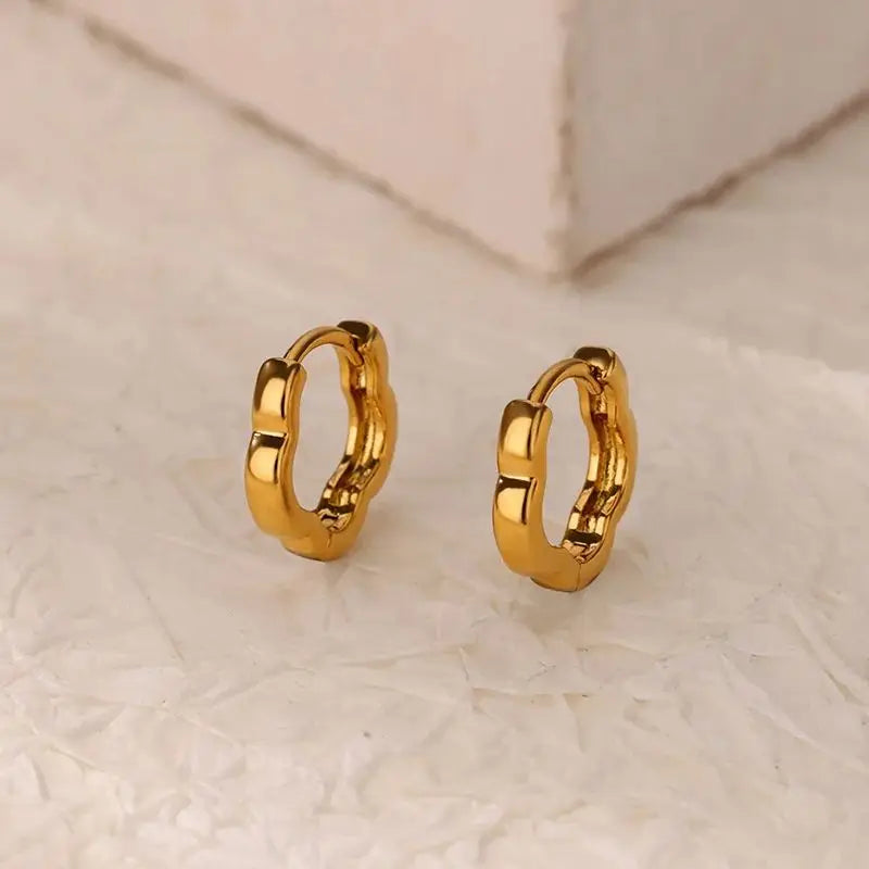 Chunky Flower Hoop Earring for Women Stainless Steel Gold Color Wedding Aesthetic Earring New Couple Jewelry Accessories Gift