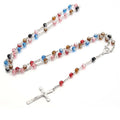 Catholic Rosary Bead Necklace For Women Gold Color Long Chain Crucifix Cross Pendant Female Religious Prayer Jewelry