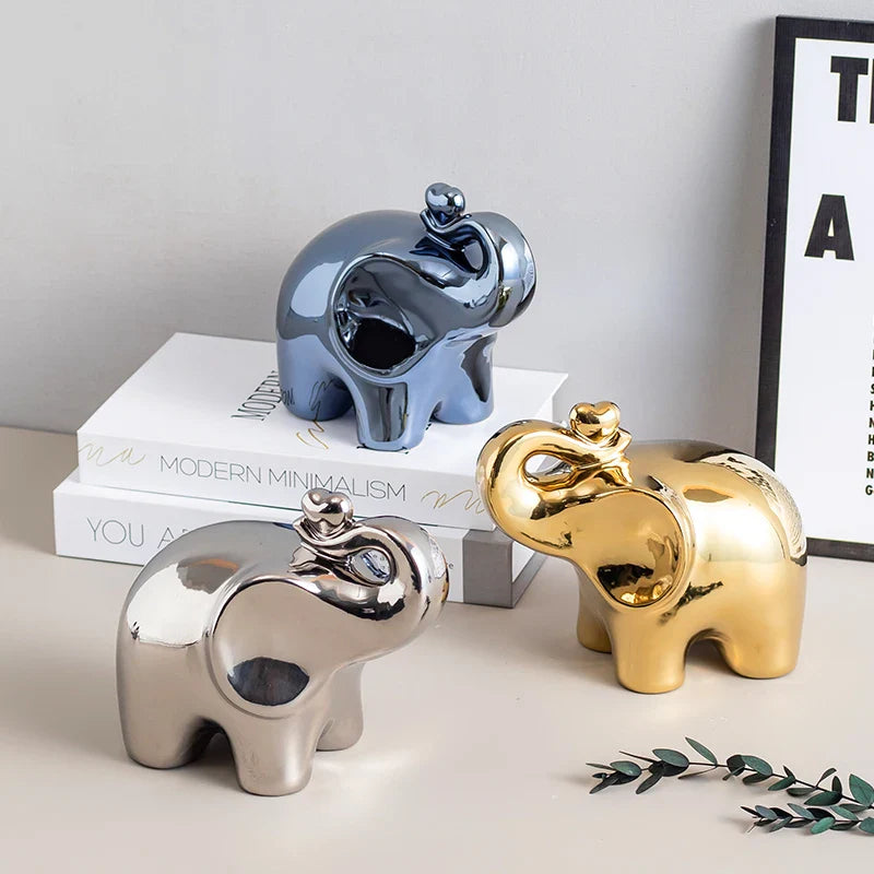 Cartoon Elephant Figurine Boho Home Decor Ornament Living Room  Wine Cabinet DesktopTV cabinet Home