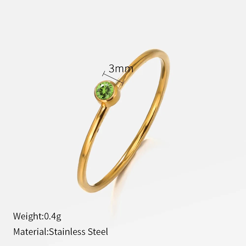 14k Gold Plated Stainless Steel Birthstone Ring