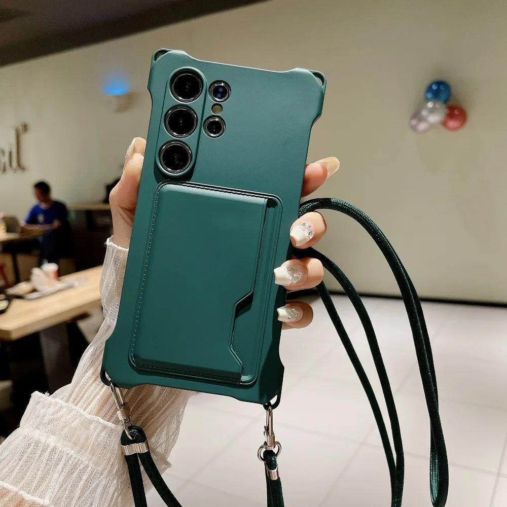 Soft Silicone Lanyard Wallet Case for Samsung Galaxy