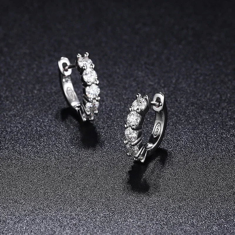 NeeTim 3mm D Color Moissanite Earrings 925 Sterling Silver Plated White Gold Hoop Earring for Women Wedding Party Fine Jewelry