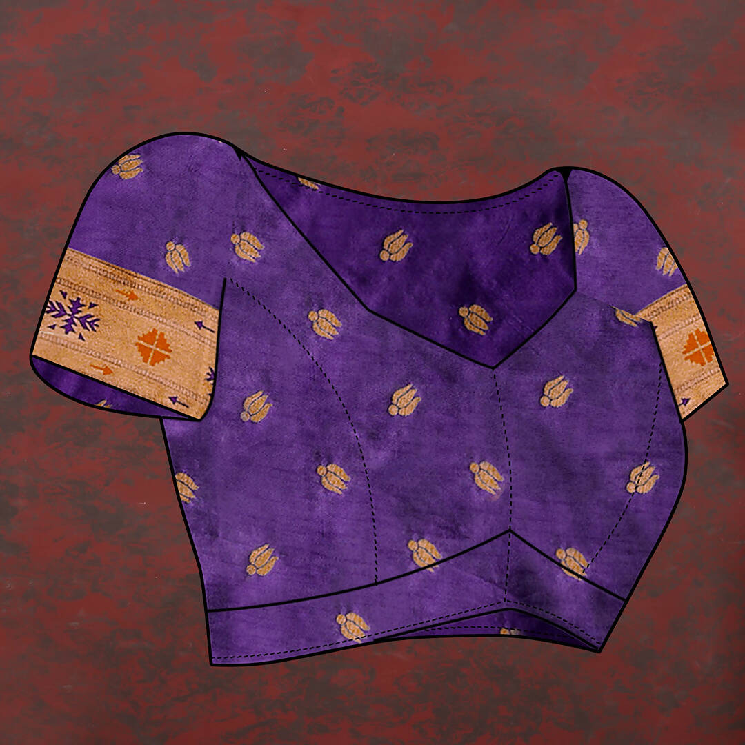 Purple Soft Paithani Silk Saree with Copper Zari Meenakari Weaving