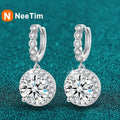 NeeTim 3ct Moissanite Diamond Drop Earrings for Women Lab Diamond 925 Sterling Silver with Gold Plated Wedding Party Jewelry