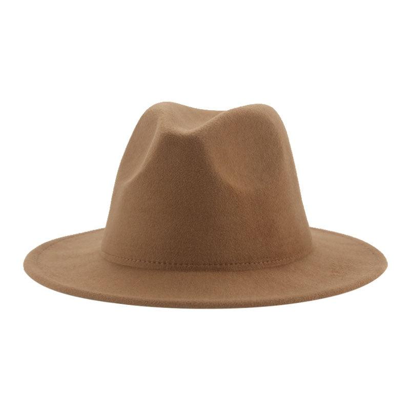 Unisex Wide Brim Fedora Hat - Retro Vintage Brown Formal Fedora