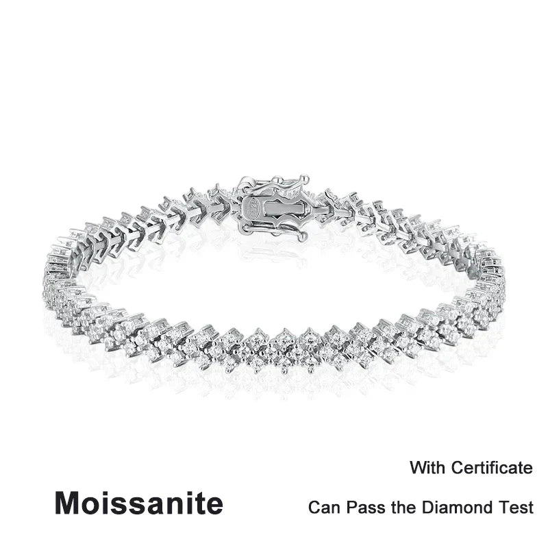 NeeTim Moissanite Tennis Bracelet 925 Sterling Silver Lab Diamond Bracelets with White Gold Plated  Fine Jewelry For Women