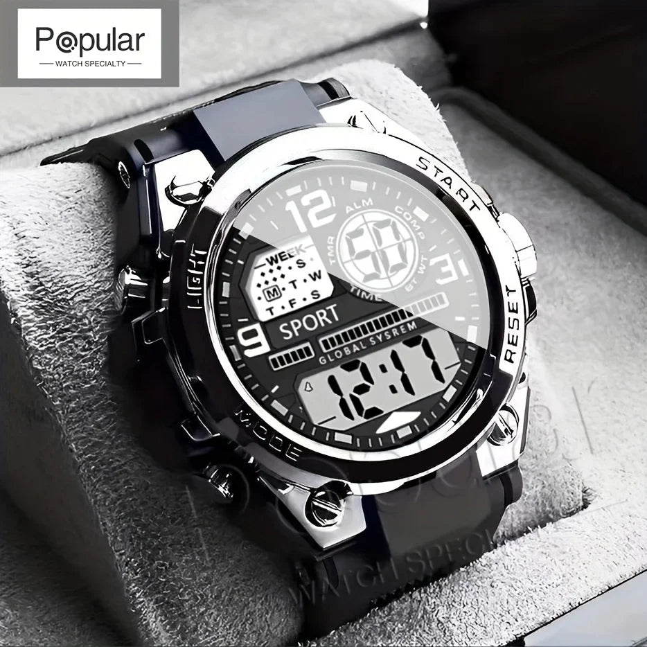 Unisex Outdoor Sports Digital Watch Big Dial LED Alarm 1237 Sport Watch for Men And Women