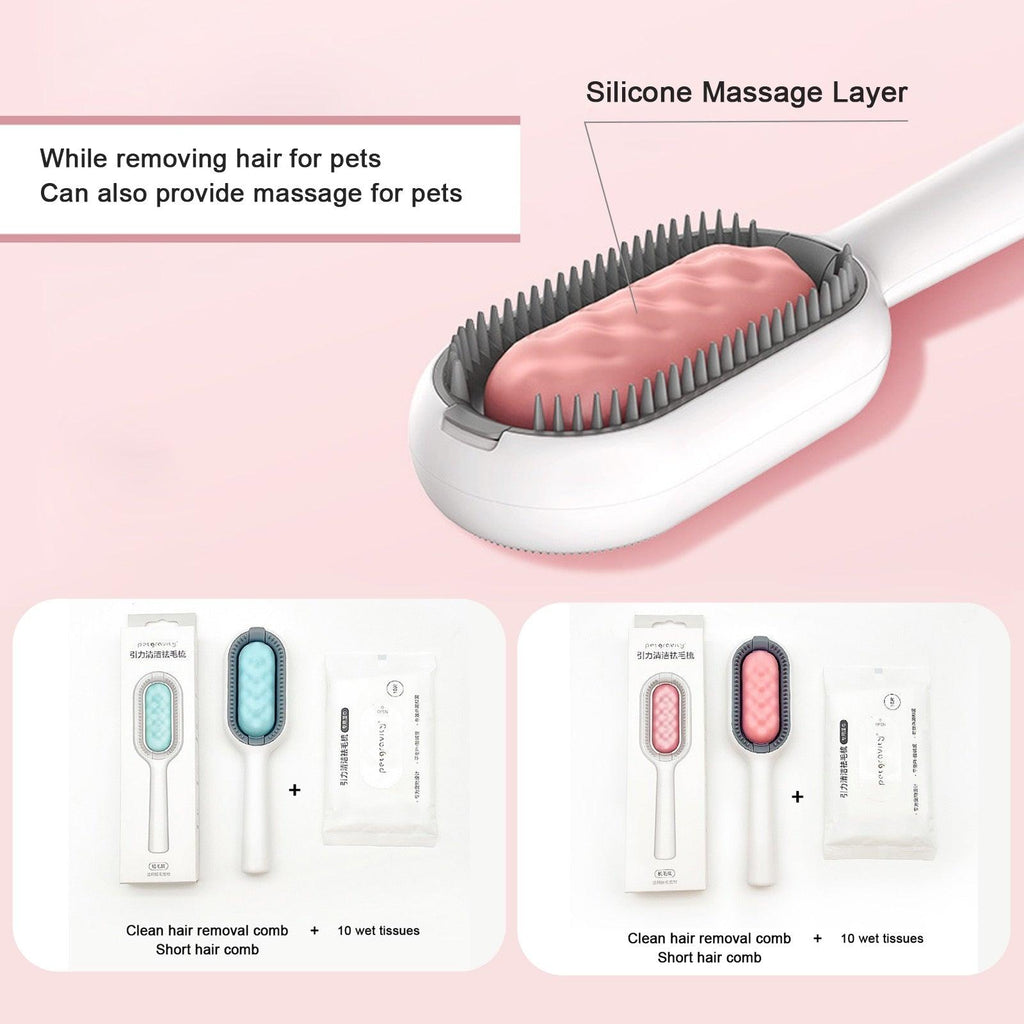 Minimalist Pet Grooming Brush with Steam Cleaning System