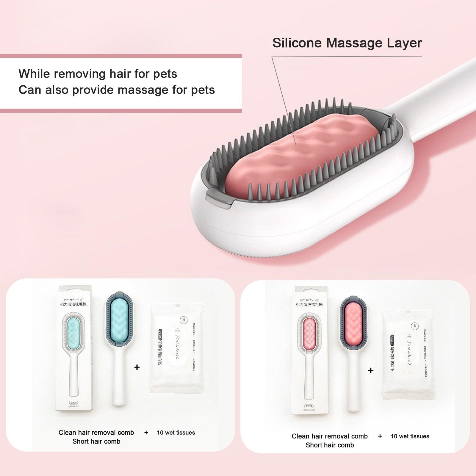 Minimalist Pet Grooming Brush with Steam Cleaning System
