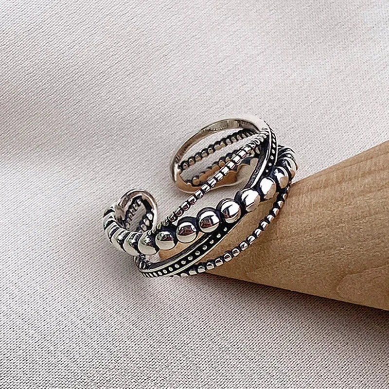 925 Sterling Silver Overlapping Ball Rings For Girls Fashion Wedding Jewelry For Women Accessories